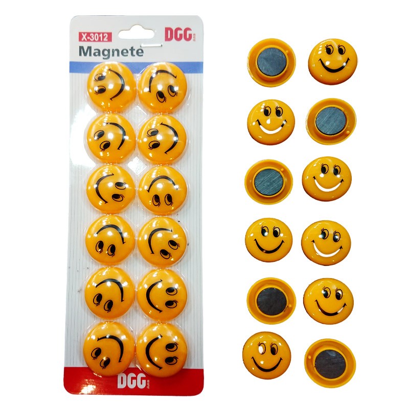 DGG Magnet Buttons For White Board Smiley Faces 12 Pcs 3 cm (X-3012)