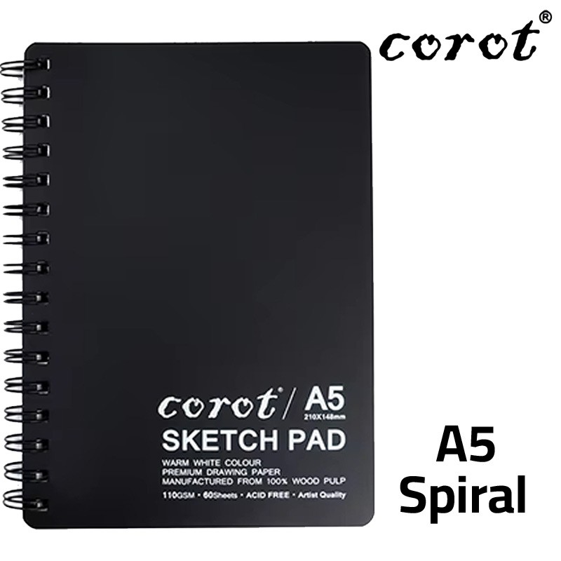 Corot Spiral Sketch Pad A5 110 gsm 60 Sheets black Cover (KLSMB0003)