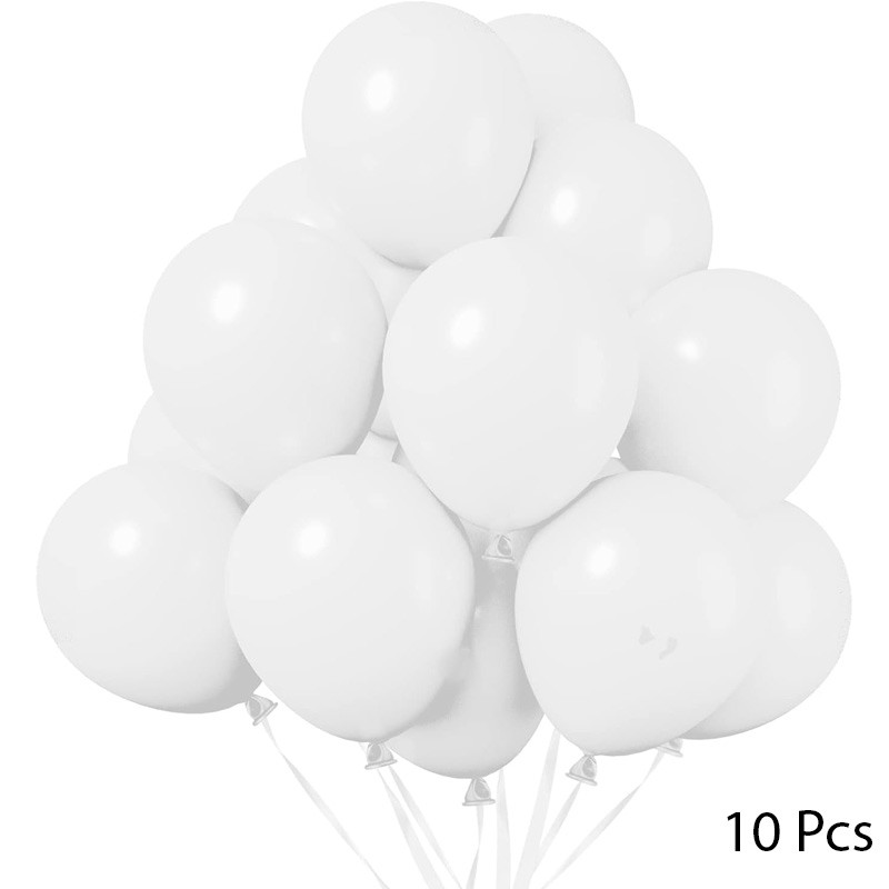 White Latex Balloons 10 Pcs 12 Inch