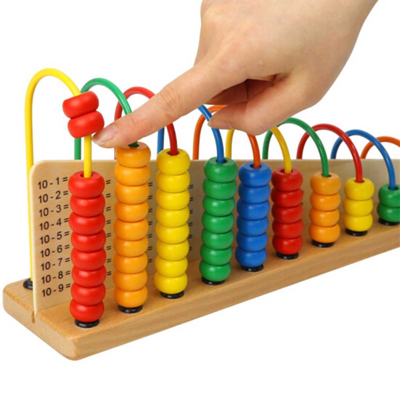Wooden Double-Sided Abacus 1+1 Calculation Shelf with Counting Addition Subtraction Math's Toy