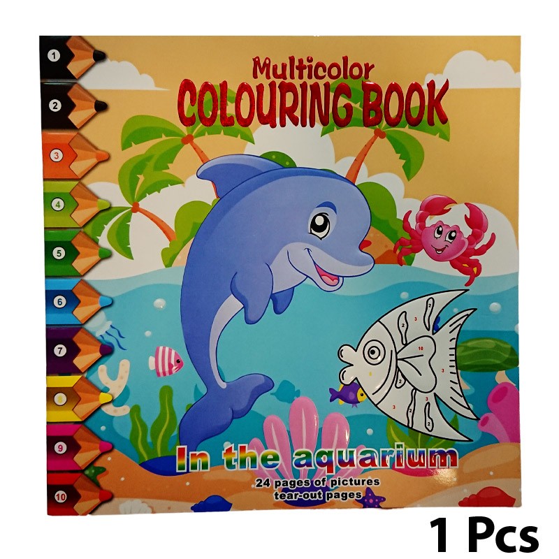 Multi-Color Coloring Book In The Aquarium 24 Tear-Out Pages 29 x 29 cm (HA-008)