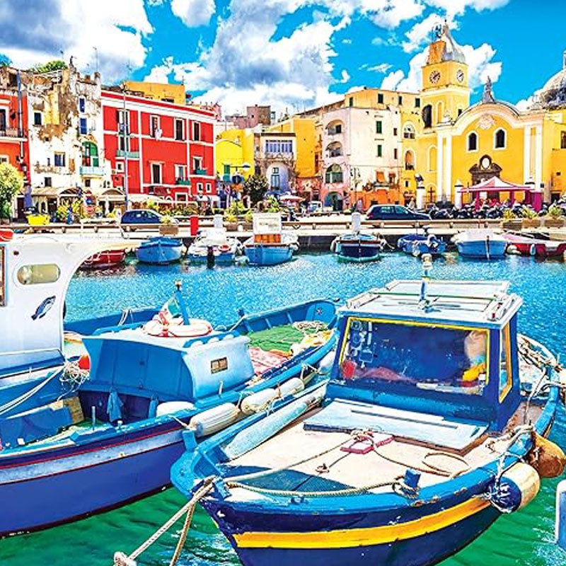 KODAK Premium Jigsaw Puzzles Colorful Procida Island and Boats, Italy 1000 Pcs