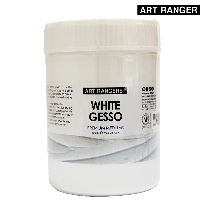 ART RANGERS Acrylic White Gesso Premium Mediums 500 ml (500-B1)