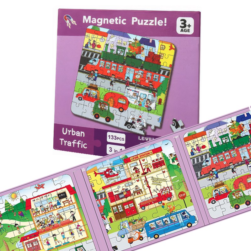 LEVELED Educational Magnetic Puzzles for Kids  133 Pcs Urban Traffic 3 In 1 (23036)