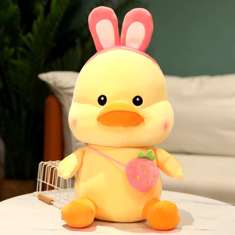 Yellow Duck With Strawberry Soft Plush Stuffed Doll 50 cm