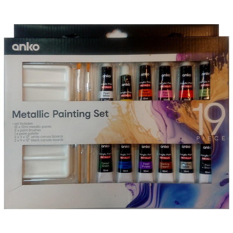 anko Metalic Acrylic Painting Set 19 Pcs