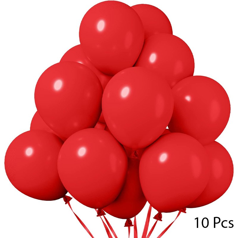 Red Latex Balloons 10 Pcs 12 Inch